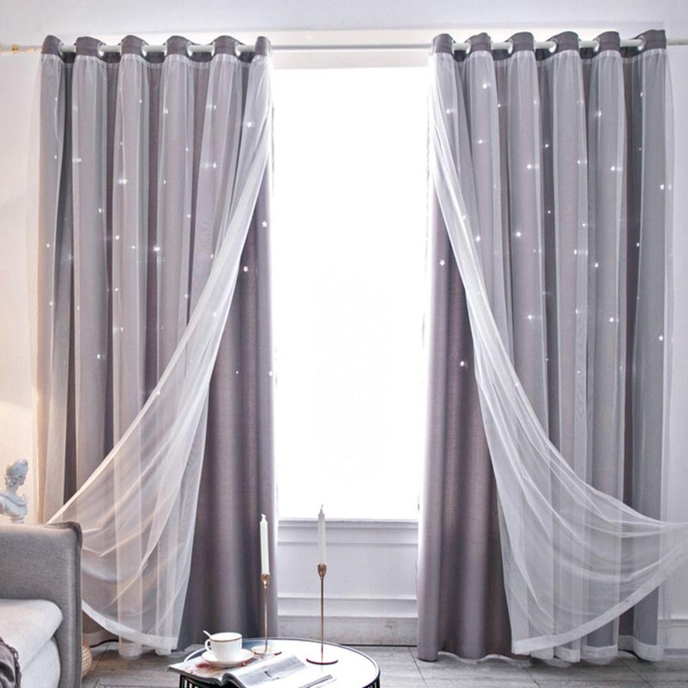 Romantic Stars Curtains Colorful Windows Drapes Tulle Blackout Curtains  Living Room