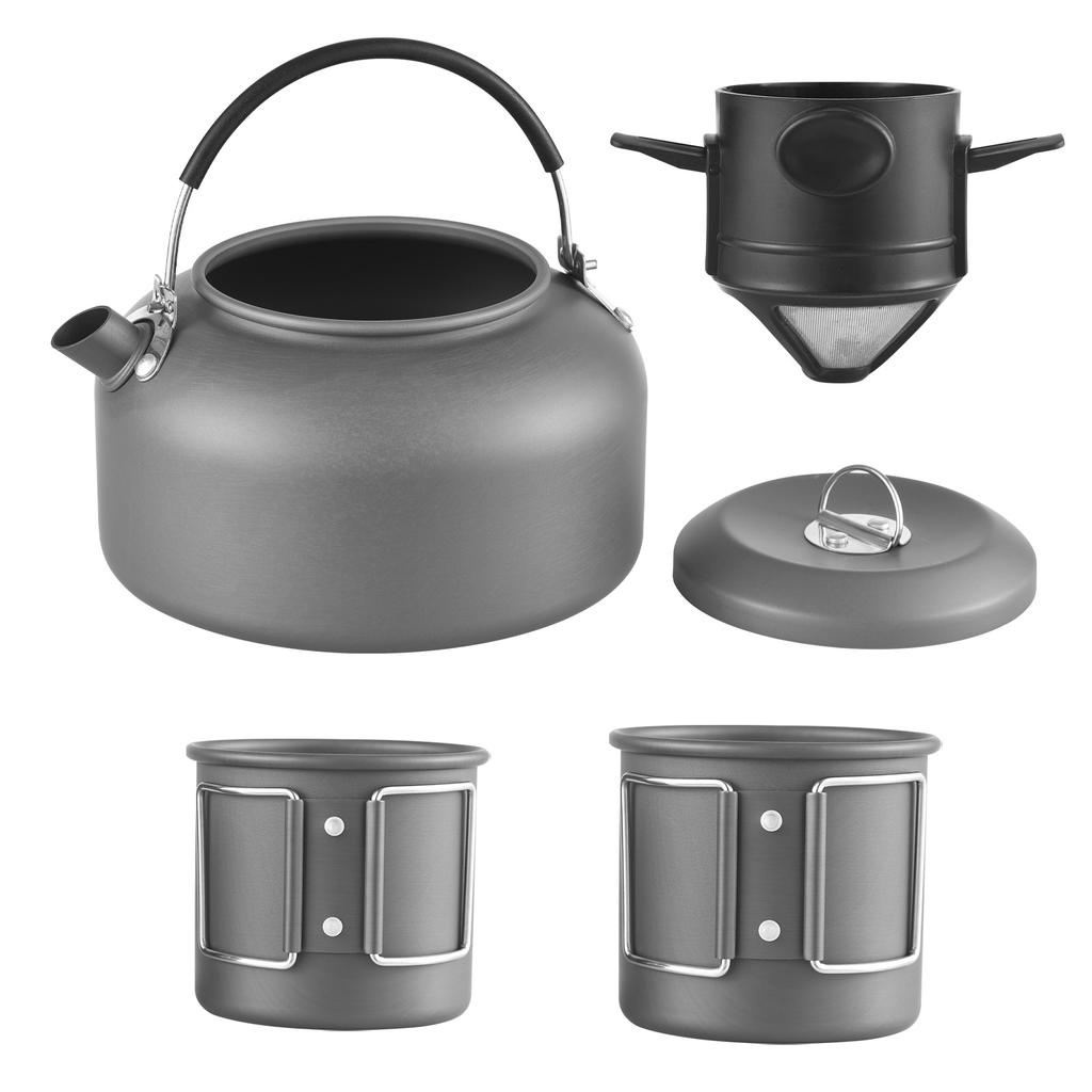 Czajnik kempingowy z kubkiem i filtrem do kawy na zewnątrz Czajnik do gotowania wody Czajnik turystyczny 1,4L