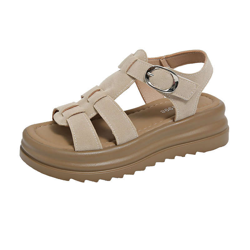 Fashion women's shoes size 35 thick soft sole not tired feet beach shoes women's summer wear 2025 new Roman sandals