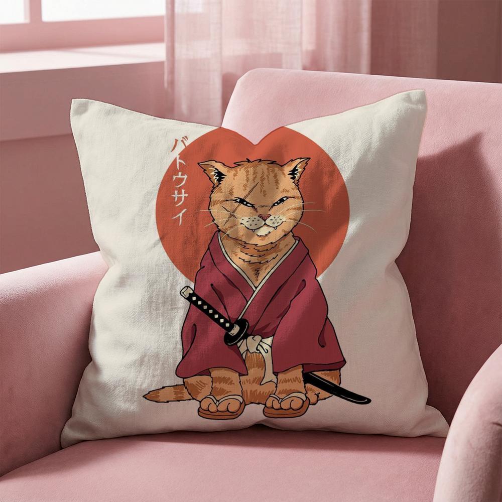 Japanese Style Cat Cushion Cover Multi-Scene Pillow Cover for Home & Car - Reversible, Soft & Durable for Daily Use