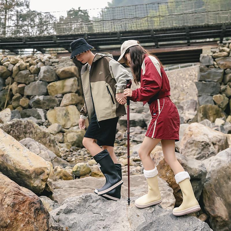 Couple Men's and Women's Thick-soled Bundle Water Mouth Rain Boots Outdoor Camping Sea Fishing High Waterproof Shoes New Rain Shoes Men's