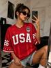 Summer New USA No.26 Print T-shirt For Women V-Neck Short Sleeve Tees Sports Football Jersey Y2K Casual Loose Oversized Tops