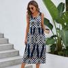 Women's Summer Dress Topiary Print Sleeveless Crewneck Swing Dress Casual Beach Vacation Flowy