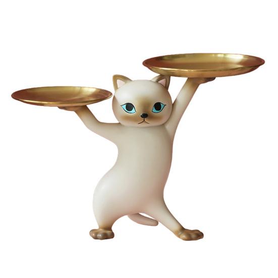Dancing Cat Animation Resin Figure Creative Cartoon Sand Sculpture Cat Ornament for Living Room Housewarming