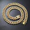 15mm Wide Hip Hop Men's Gold Cuban Chain Necklace with Full Diamond Accents