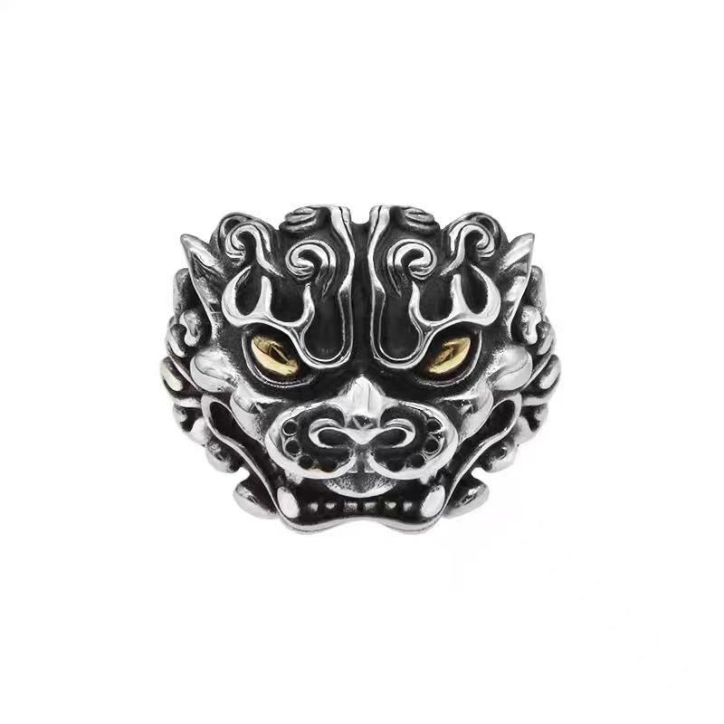 New Retro Pixiu Qilin Ring Men's Domineering Beast Open Ring