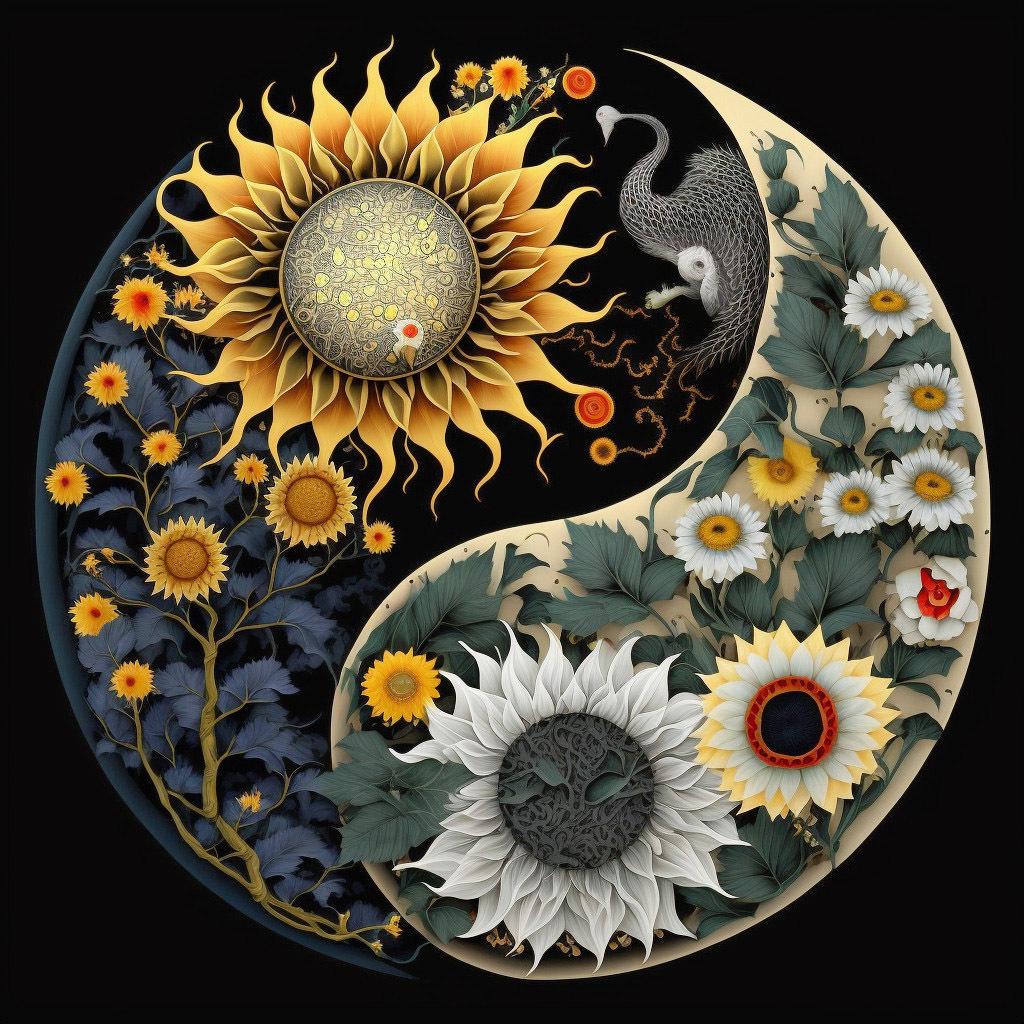 Diamond Painting Set Tai Chi Sunflower Full Square Round Mosaic Embroidery Yin Yang Landscape Home Decor