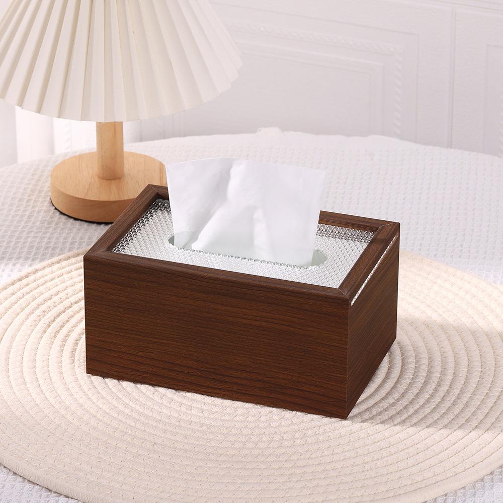 Rectangle Walnut Wood Grain Tissue Box Elegant Napkin Holder Wood Draw Paper Box  Restaurants