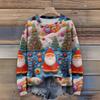 Long Sleeve Pullover Sweaters For Women O Neck Casual Cute Printing Knit Oversized Sweater