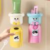 Cartoon Toothbrush Cup Holder Magnetic Punch-Free Upside Down Toothbrush Cup Wall Mounted Bathroom Toothbrush Stand Storage Rack