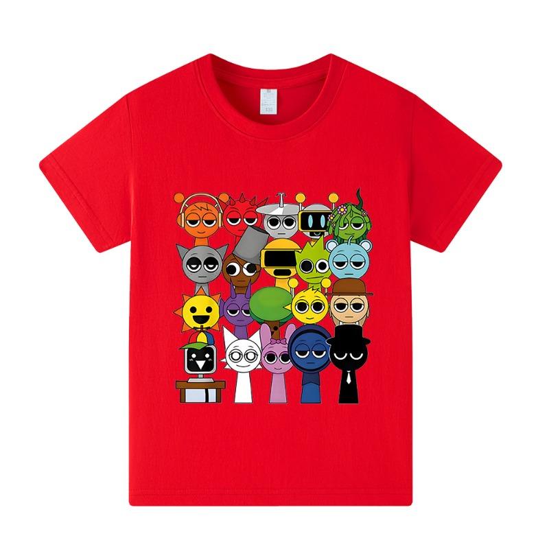 Summer Rhythm Box Sprunki Casual Fashion T-shirt Hip Hop Style Printed Round Neck Short Sleeve Unisex Fashionable Clothing