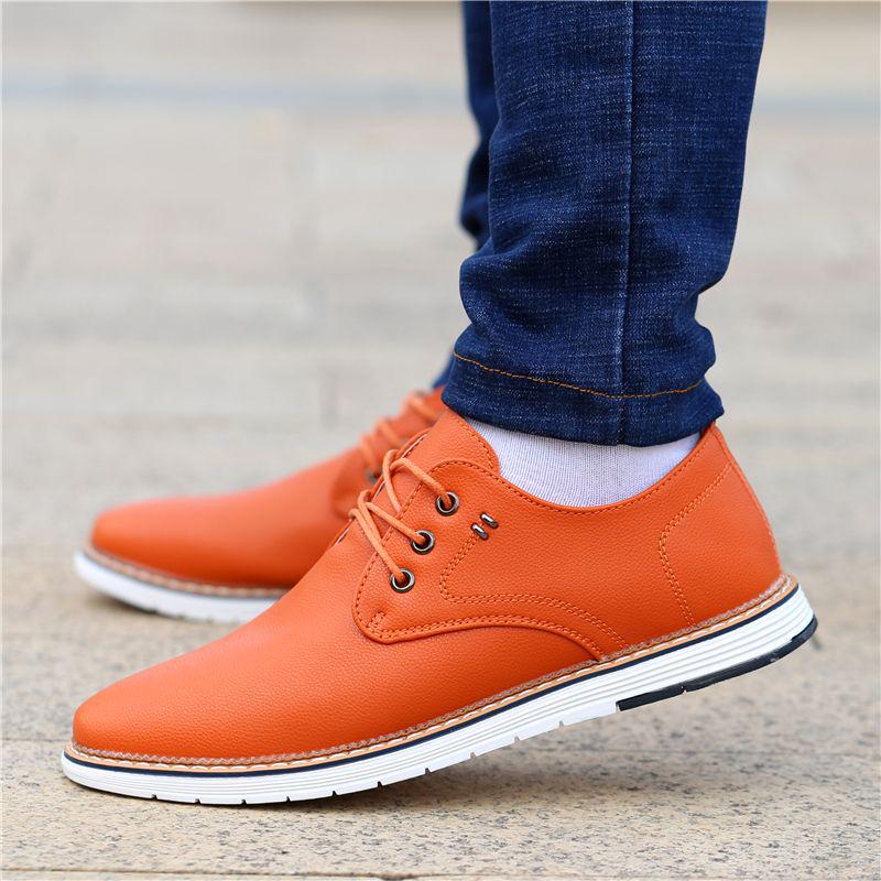 

Men s Korean Style Soft Leather Flat Casual Shoes - Breathable, Versatile, Trendy Board Shoes for Autumn 38