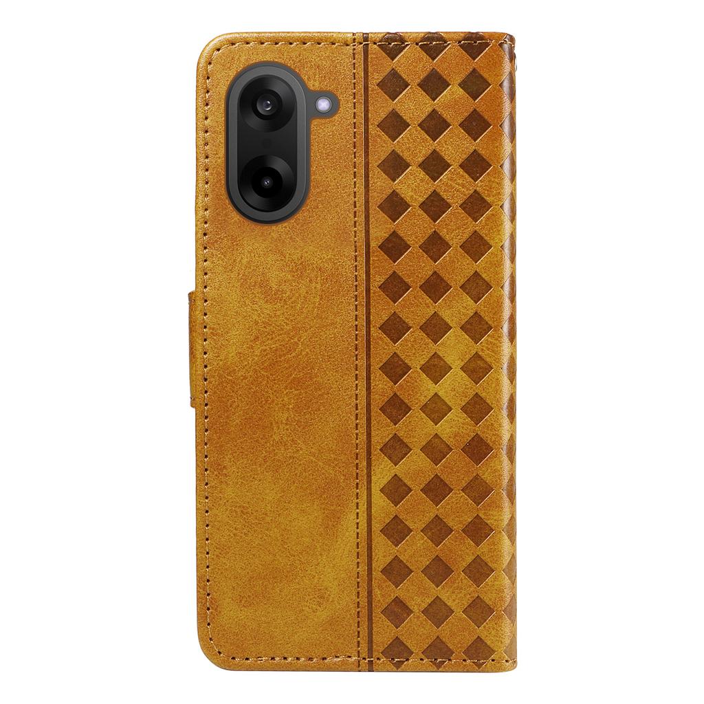 Für OnePlus Nord CE5 5G/OnePlus Ace 5 Racing 5G Lederhülle Wallet Ständer Gitter Aufgedruckte Handyhülle mit Riemen