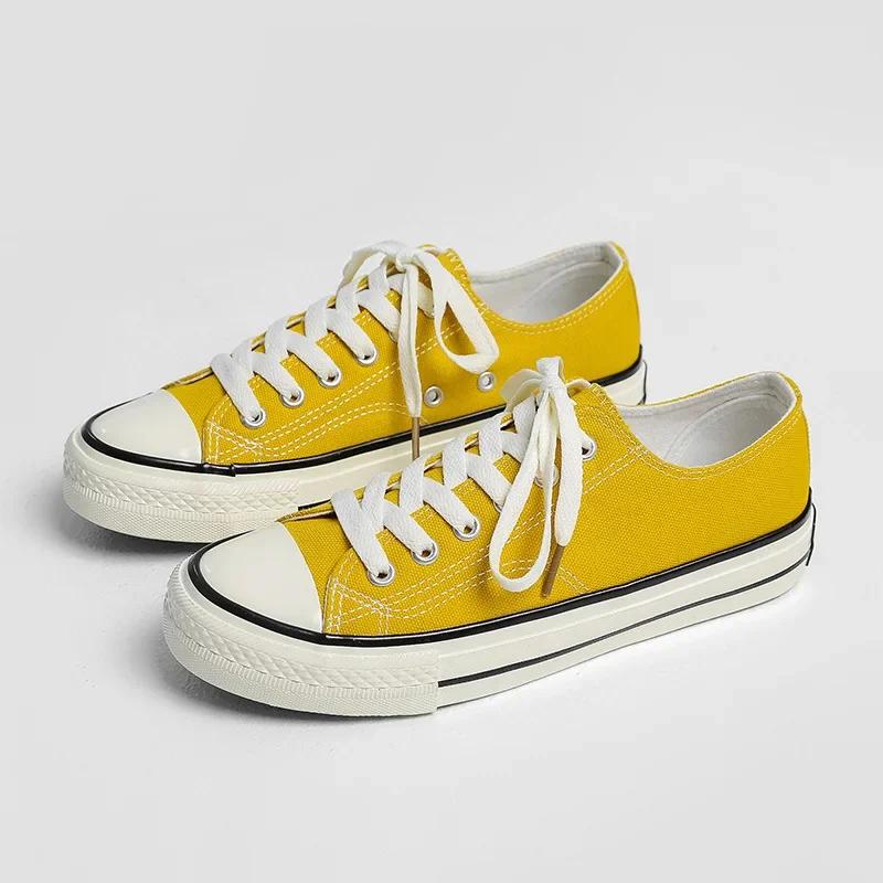 Fashion New Arrival Summer Fashion Women Flats Shoes All Black White Red Casual Shoes Womens Canvas Sneakers Lace-Up Shoes