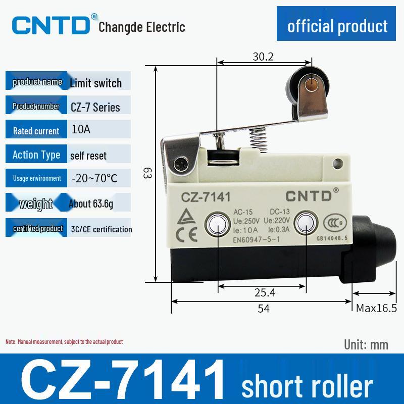 CNTD CZ Limit TZ Micro Switches: Models CZ-7310, 7311, 7121, 7120, 7141, 7144.