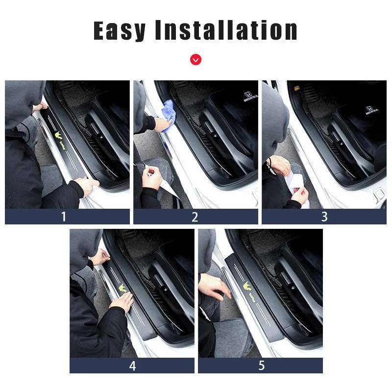 Carbon Fiber Car Door Sill Plate Threshold Strip Trunk Protect Sticker for Mitsubishi Lancer EX Outlander ASX Ralliart Accessory