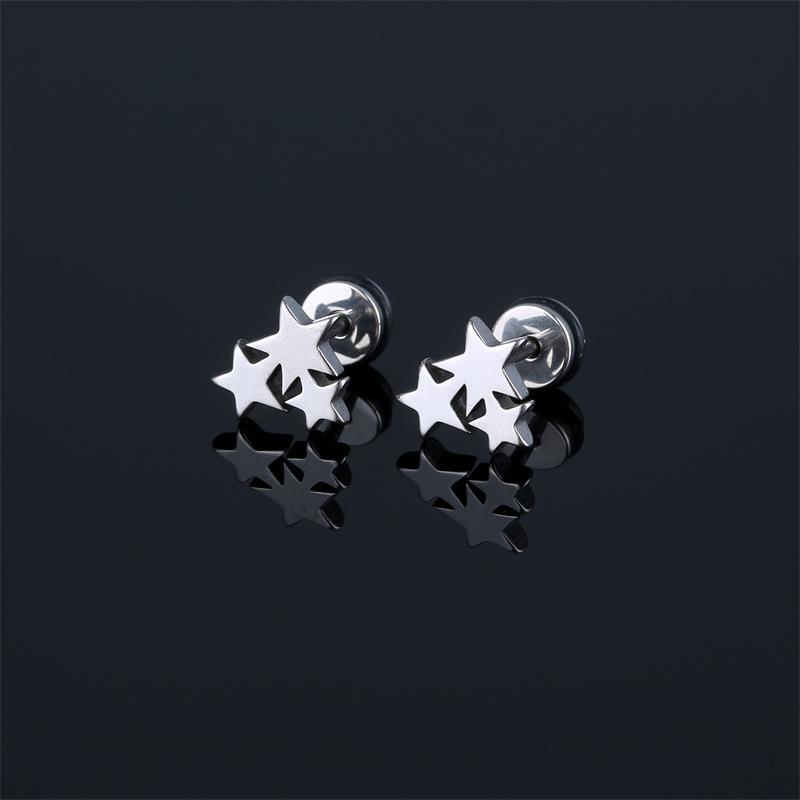 1 Pair New Style Gothic Dumbbell Stud Earrings For Men/Women Stainless Steel Punk Piercing Jewelry