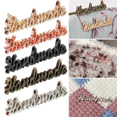 10pcs Metal Handmade Label Rectangle Zinc Alloy Hand Made Letters Label DIY Bag Hat Crochet Clothes Sewing Accessories