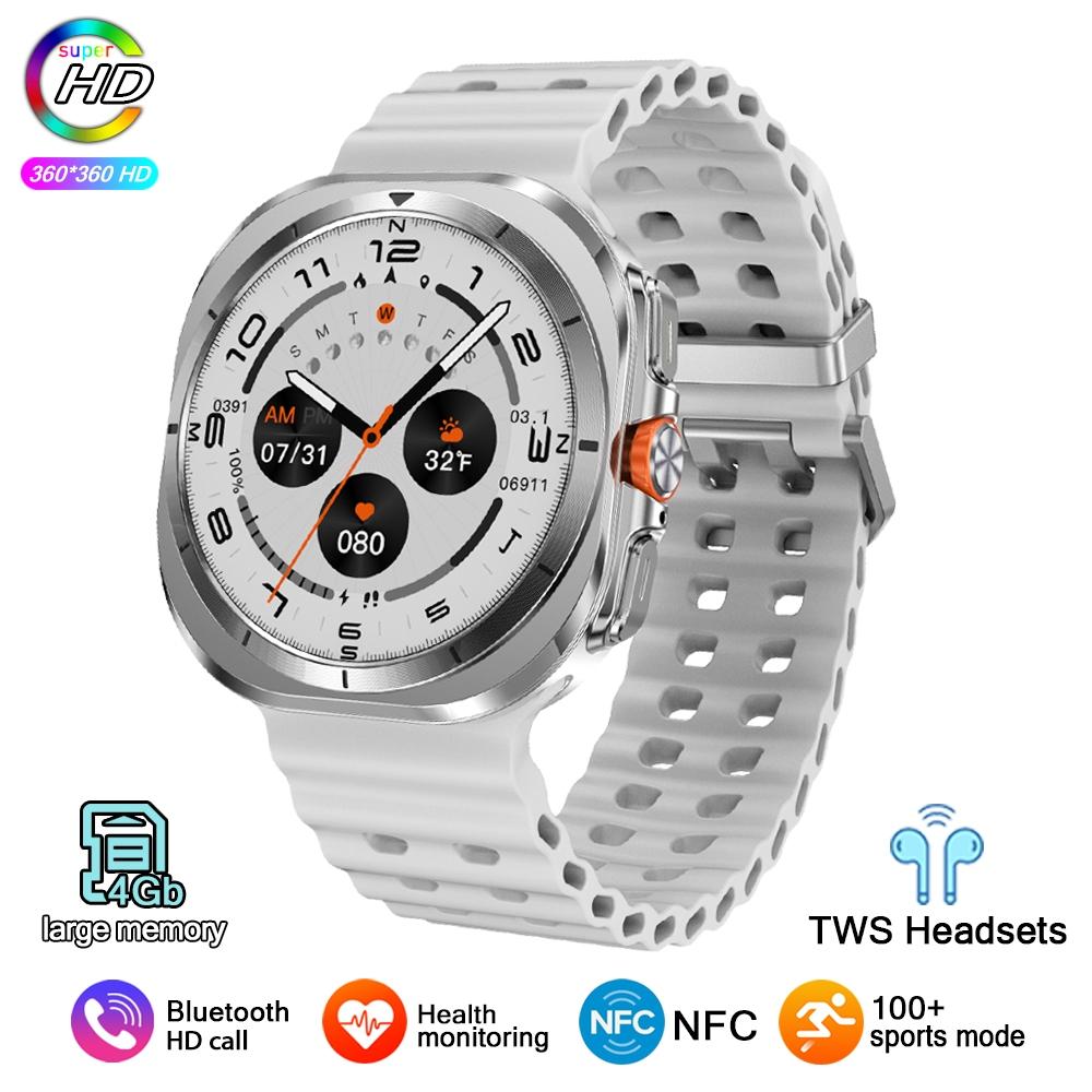 

2025 Новые Смарт-часы Watch 7 мужские женские Спортивные Уличные Компас Bluetooth Звонок 32 ГБ NFC Пульс Погода Для Смарт-часов Samsung silicone белый