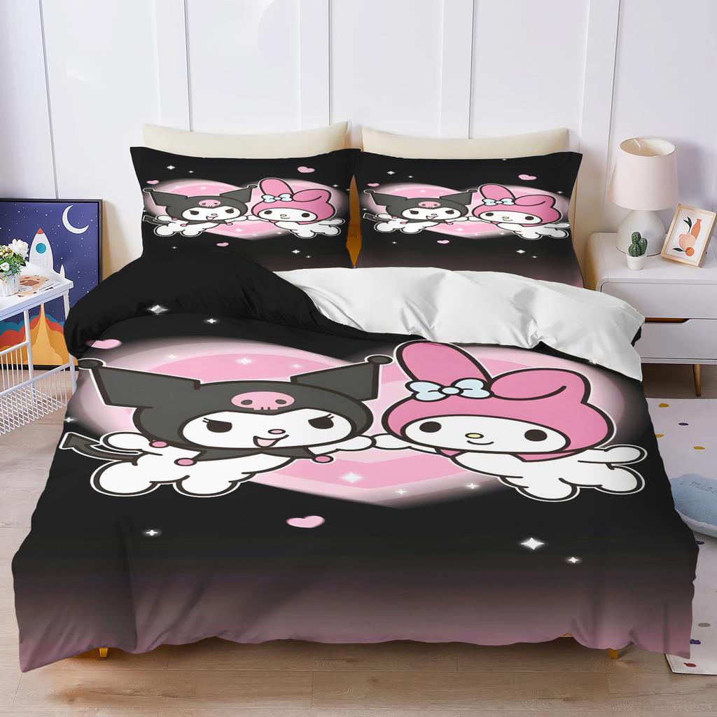 Kuromi Sanrio Kerstcadeaus Dekbedovertrek Set Beddengoed Dekbed Sets King Size 3D Kinderbeddengoed Set 3-Delig Thuis