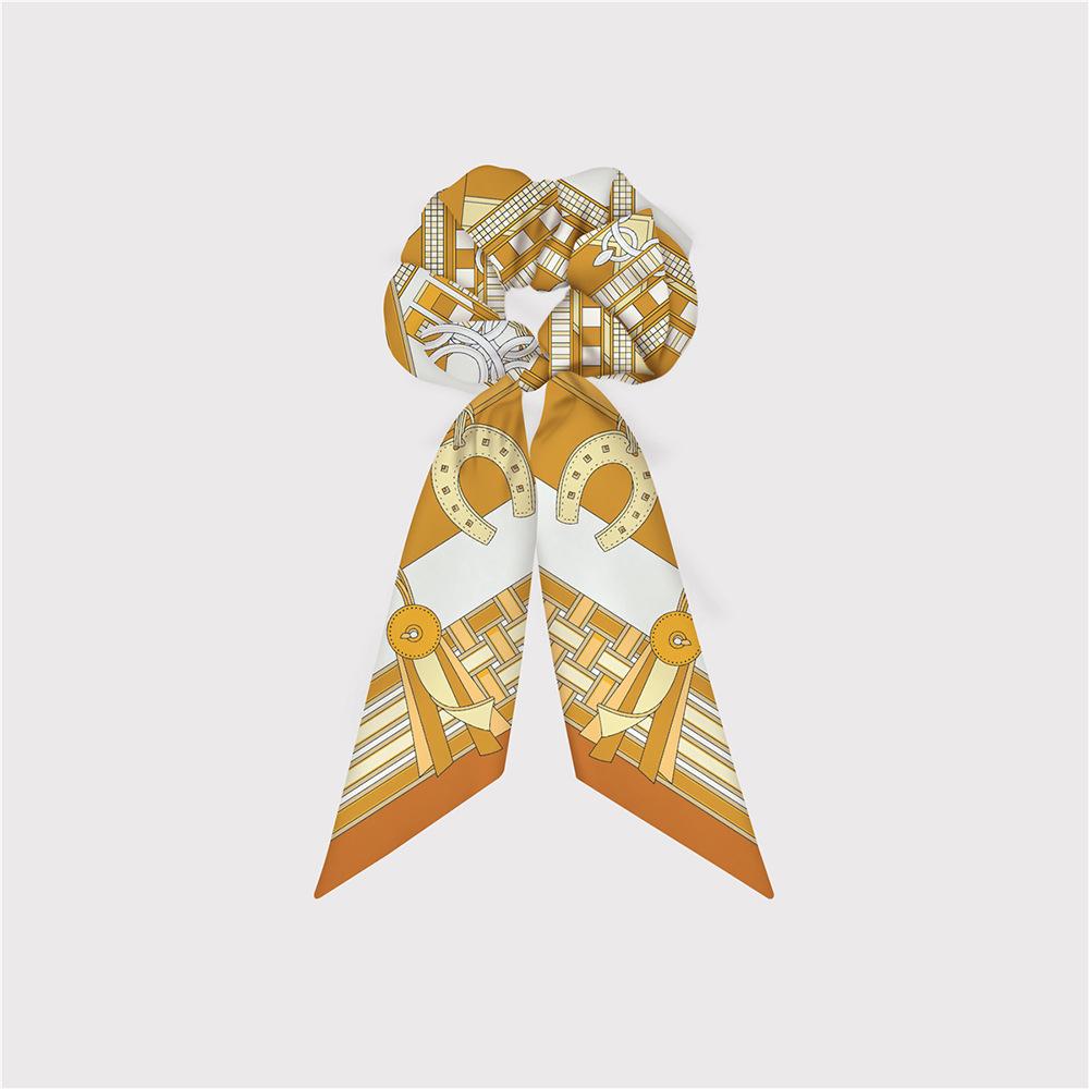 Naturalny Jedwab Duże Gumki do Włosów Gumki Wstążki do Włosów Wzór Łańcucha Elastyczne Gumki do Włosów Kucyk Kobiety Elegancki Szalik Akcesoria do Włosów