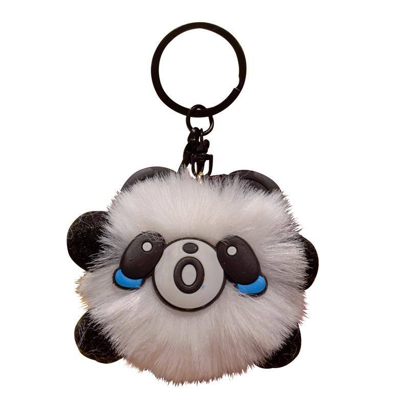 Cute Cartoon Panda Fluffy Keychain with Capybara Plush Pendant - Small Gift Cartoon Fluffy Ball - Pig