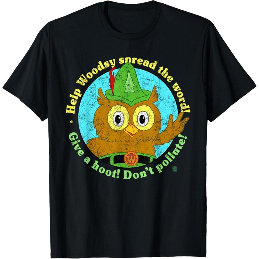 Футболка с принтом Woodsy Owl Give a Hoot Don t Pollute (Сова из лесной чащи: Ухни, не загрязняй) S