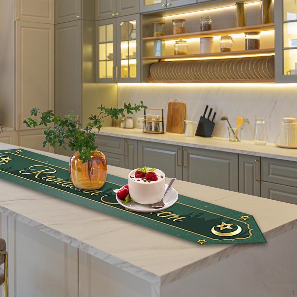 Eid Mubarak Table Runner Moon Mosque Star Ramadan Runners for Dresser