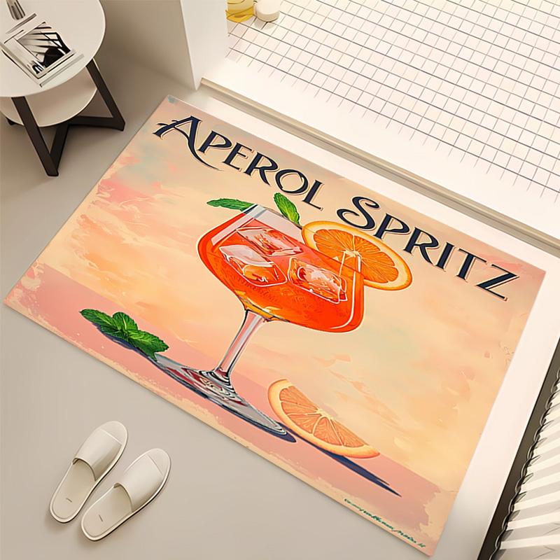 1pc Aperol Spritz Print Area Rug - Soft, Washable Non-Slip Indoor Mat, Living Room, Home Office Decorative Rug,Office Decorative
