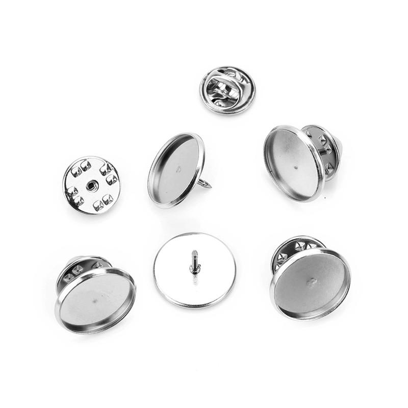 

10Set/lot Stainless Steel Brooch Base 10mm 12mm 14mm 16mm 18mm 20mm Butterfly Tie Tack Blank Brooch Pin Tray DIY Jewelry inner size 10mm