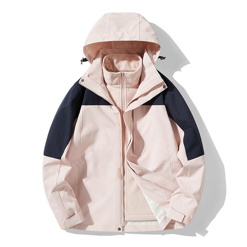 New Outdoor Jacket for Women, Windproof and Waterproof Three-in-one Detachable Two-piece Set, Thickened