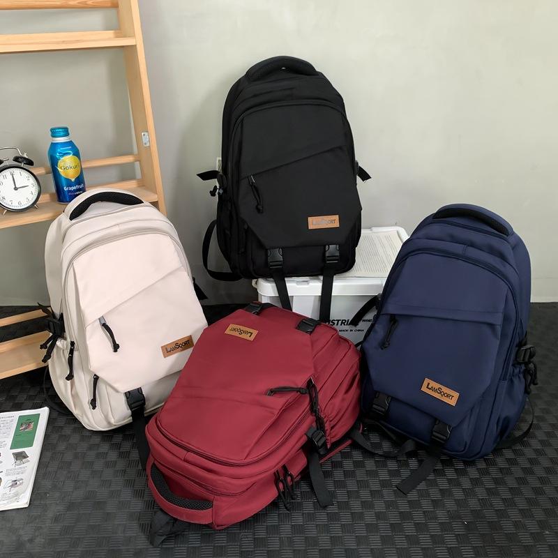 Einfarbiger Studenten-Schulrucksack Damen Große Kapazität Reise-Rucksack Herren Computer-Rucksack