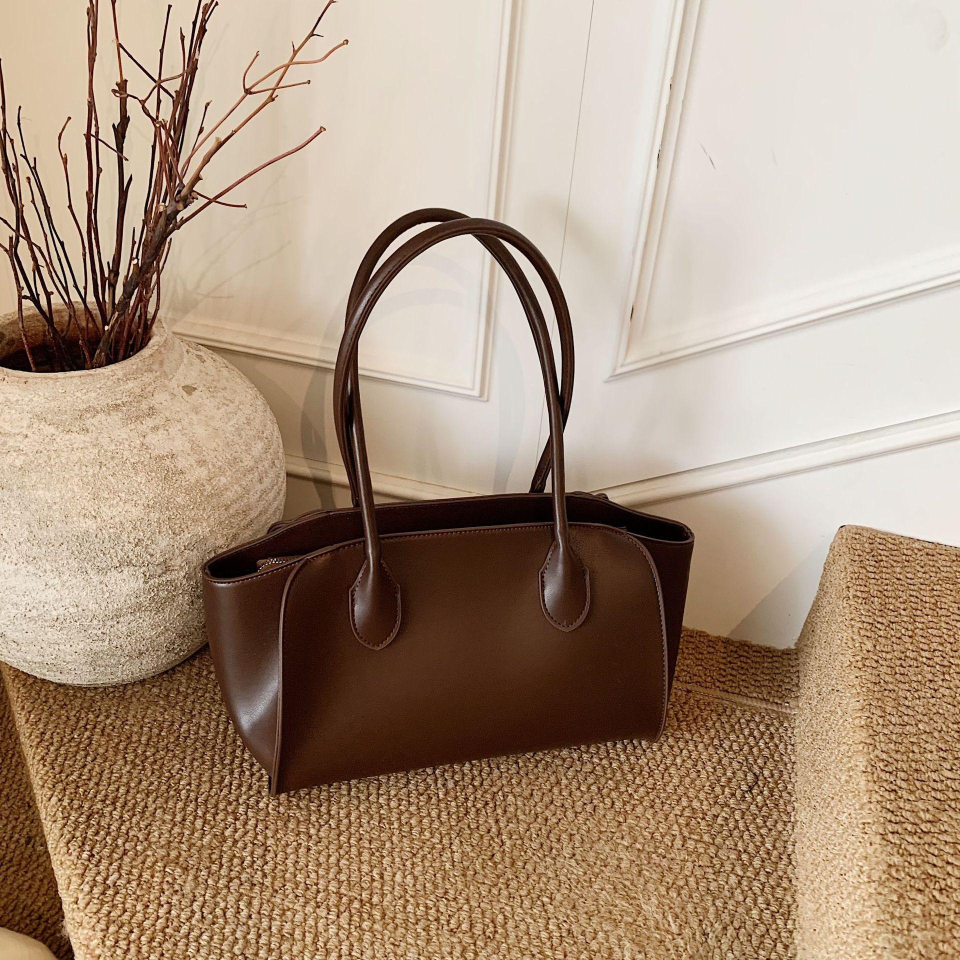 Available in various sizes, soft leather simple commuter tote bag, versatile and stylish shoulder bag Extra Large