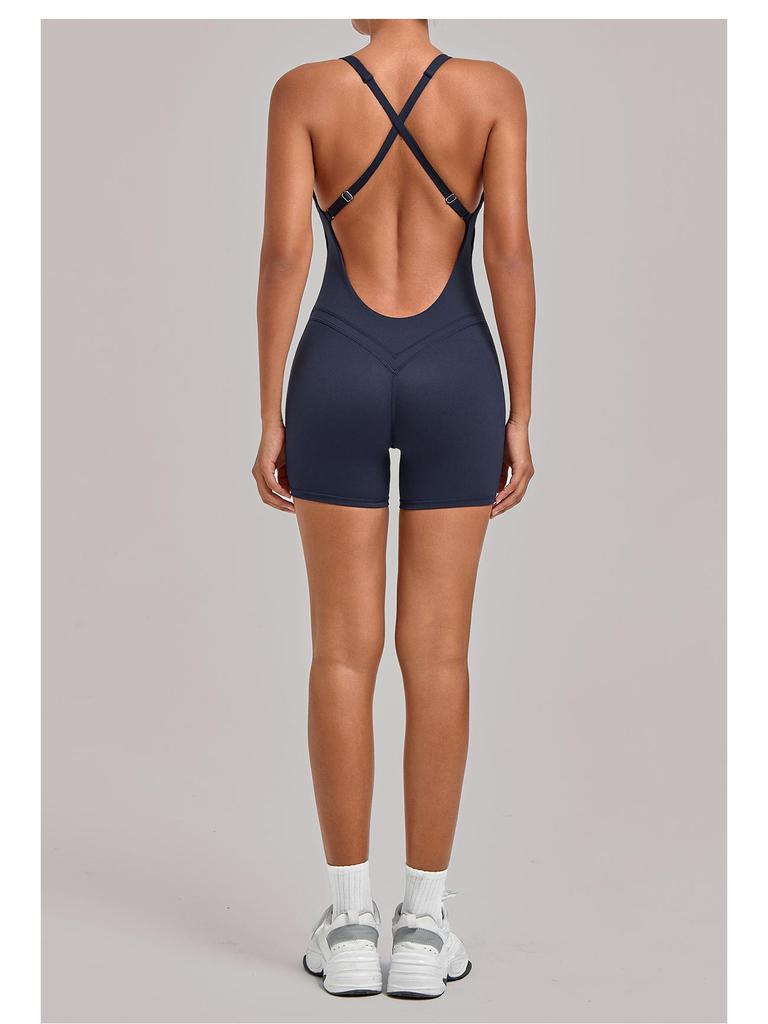 Nouveau Body de Sport Yoga Européen et Américain: Combinaison une pièce à dos croisé, ajustée, pour le fitness et la course à pied