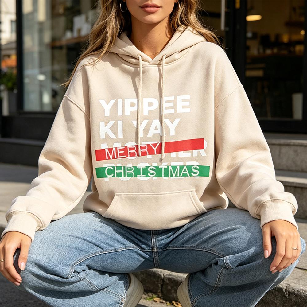 YIPPEE KI YAY Veselé Vánoce Parodie na Smrtonosnou past Černá mikina s kapucí Pohodlná Osobnost Unisex Pánské Sportovní oblečení