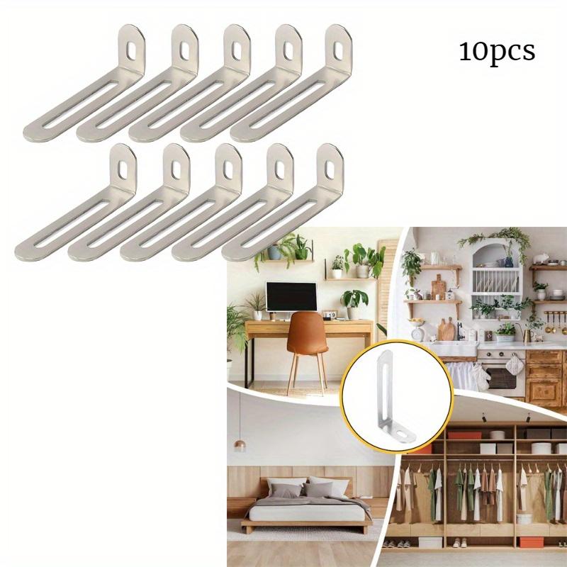10PCS 90-Degree Stainless Steel Round Corner Angle Code Movable Holder Adjustable Reinforced Long Hole Bracket Connector