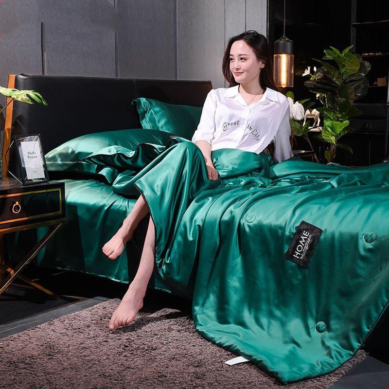 New Washed Ice Silk Naked Sleep Air Conditioning Summer Cool Quilt Single Double Spring And Autumn Thin Bedding No Pillowcase