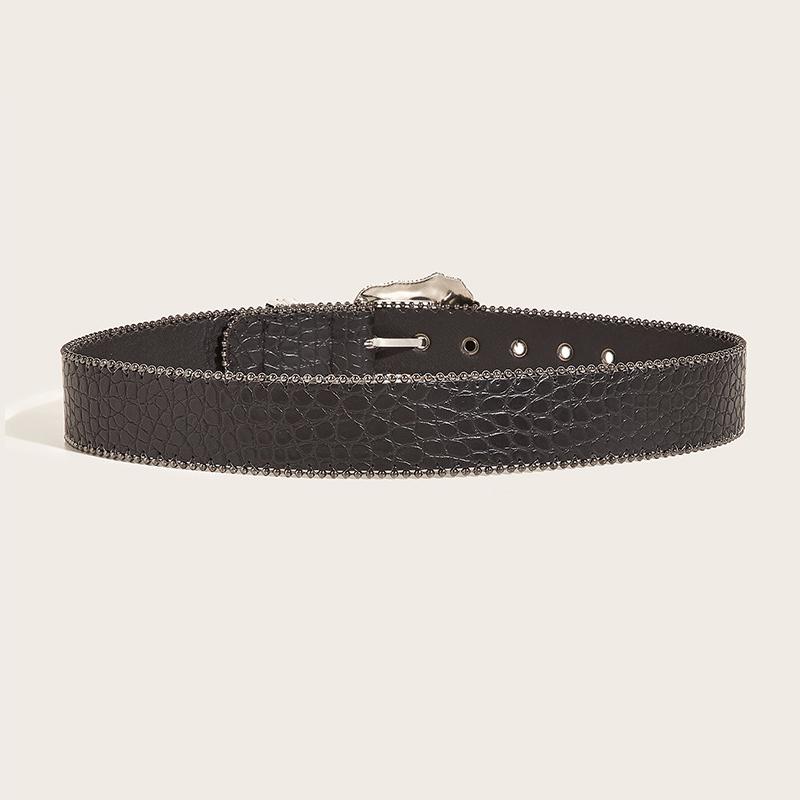 Goth Y2k Women Black Punk Accessory 3.8cm Waistband Belt Boho Unisex Jeans Belt