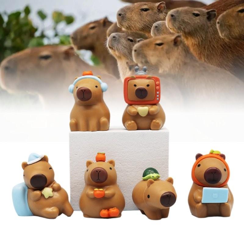 Adorable Capybara Figurine Cute Chubby Water Pig Creative Pvc Collectible Model Set