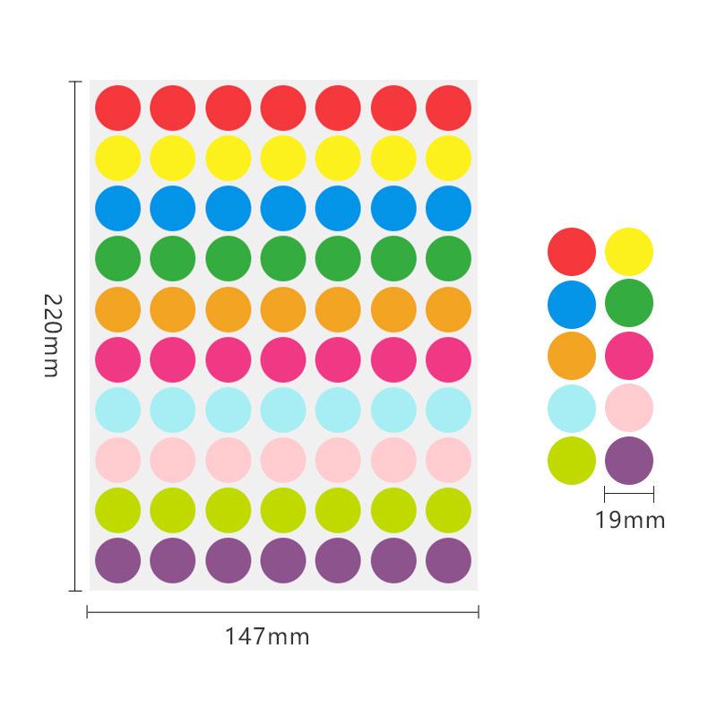 19mm Round Waterproof Self-Adhesive Color Dot Labels for Identification and Classification