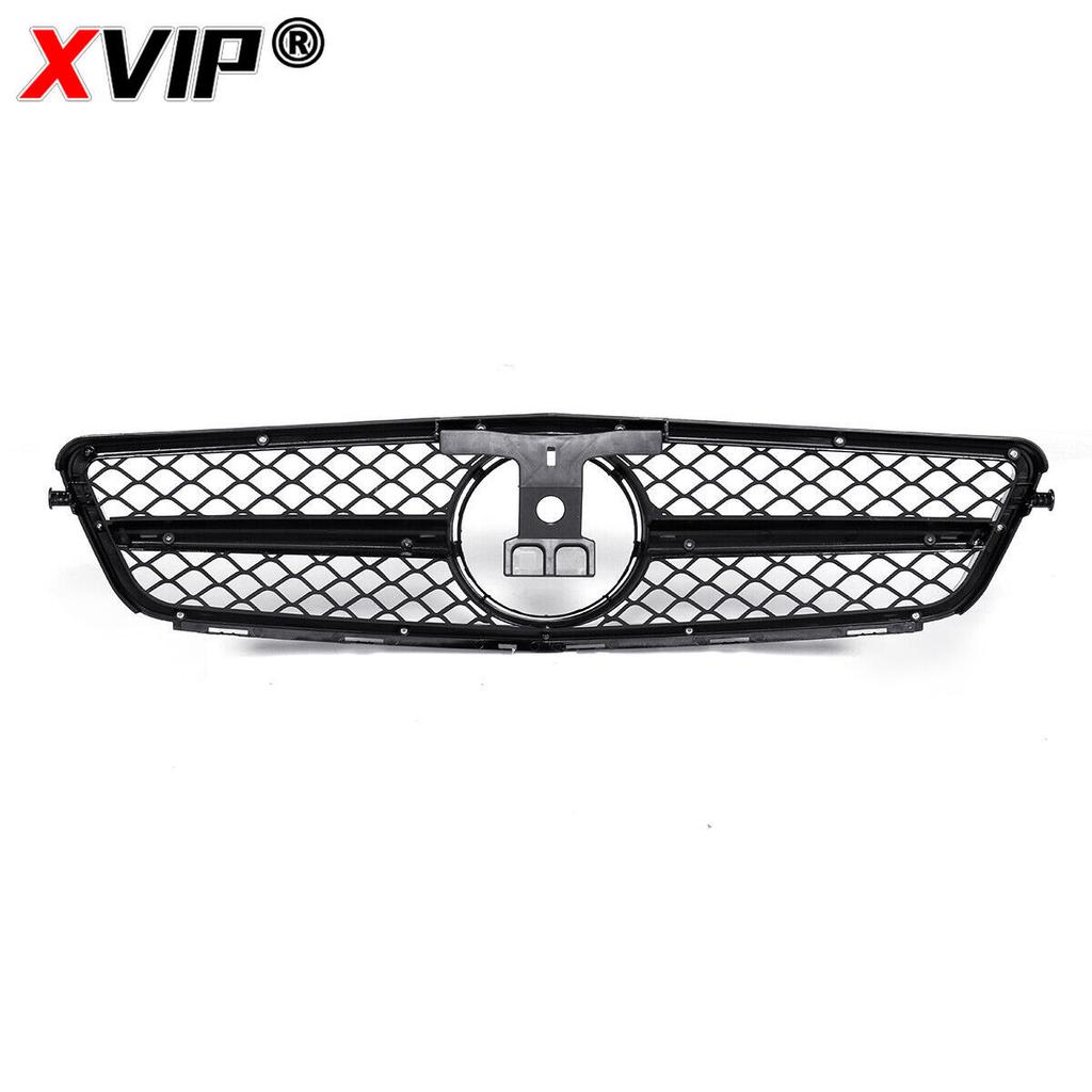 XVIP AMG Style Front Bumper Grille For Mercedes Benz C-Class W204 2008-2014 C180 C200 C350 S204 Glossy Black GTR Style Grille