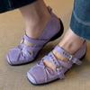 Fashion Cross Tied Buckle Flat Mary Jane Shoes Women Elegant Square Toe Shallow Ballet Flats Comfortable Soft Sole Casual Shoes