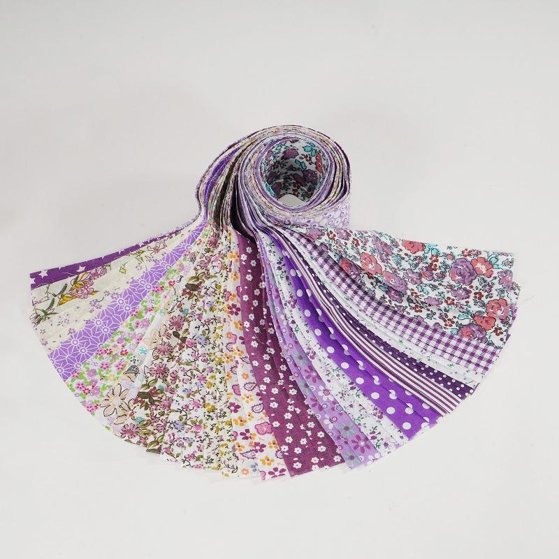 40 Pieces/Set Precuts Fabric 6.5x50CM Quilt Sewing DIY Jelly Rolls Purple Style Plain Weave Cotton Strip
