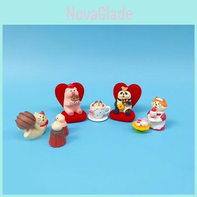 Cat Resin Figurine Set With Cute Food Decor For Gift Giving