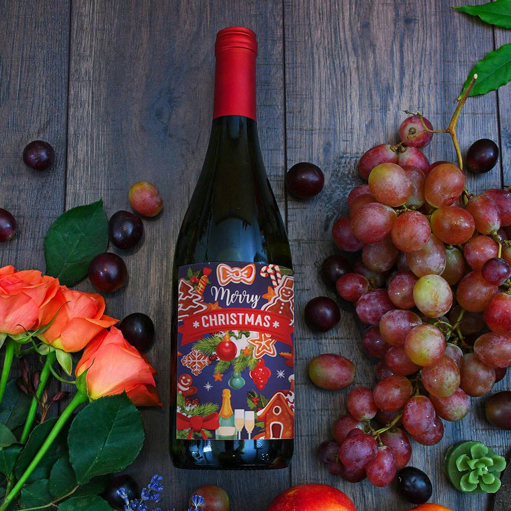 Snow Man Christmas Wine Bottle Sticker Wine Bottle Cover  Christmas Party Decor