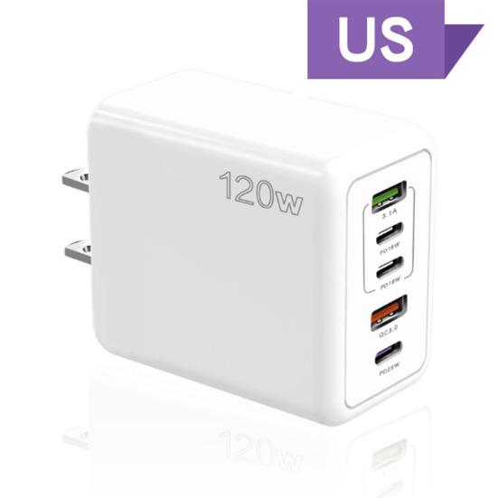 Charger 120W Mobile Phone Fast Charging Type-C US Plug PD/USB Multi-Port Safe Efficient Charging High Power Charger