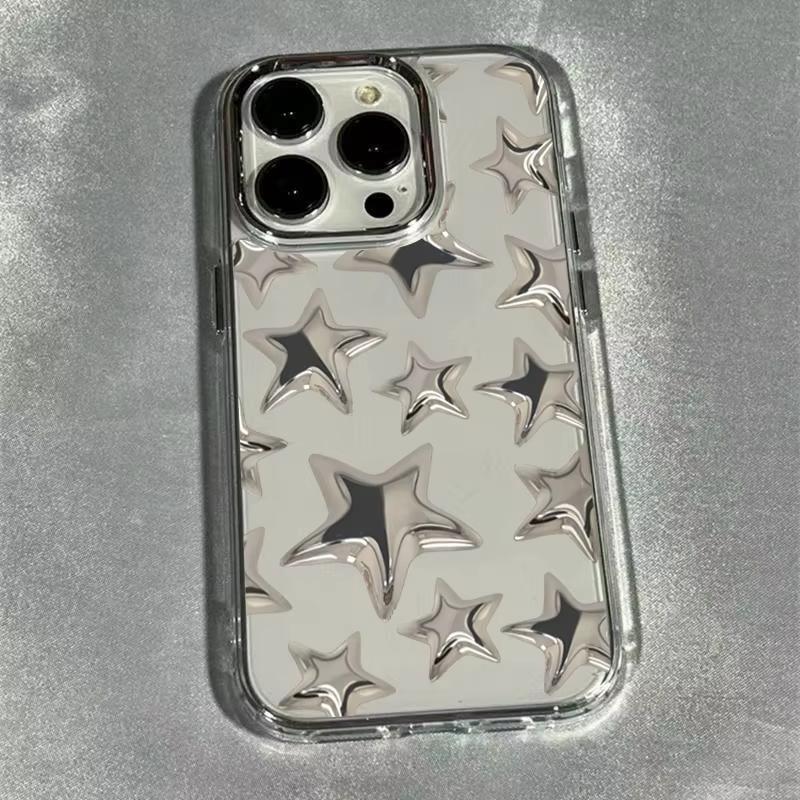 Custodia Trasparente con Fantasia Trendy Stella Brillante per iPhone 17 Air 16 e 15 14 13 12 11 Pro Max Plus SE Cover Posteriore