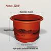 Imitation Ceramic Round Flower Pot, Brick Red Frosted Resin, Realistic Classical Landscape Style