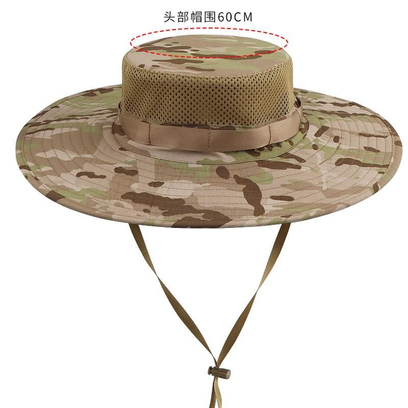 Camouflage Wide Brim Bucket Hat Men Women Sun Protection Outdoor Fishing Hiking UV Shield Adjustable Cotton