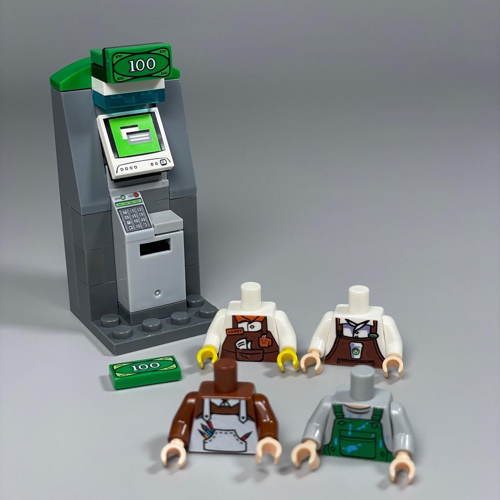 MOC Bricks Bill Dollar 1x2 Money Printed Tiles Euro Street View Cash Treasure Accessories Building Blocks Kids Toys